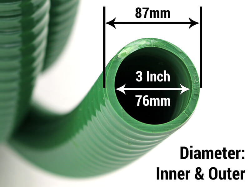 Green PVC Medium Duty Suction Hose 76mm / 3 Inch - CUL30GRN Green PVC Medium Duty Suction Hose 76mm / 3 Inch - CUL30GRN
